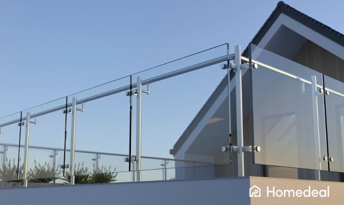 Recinzione in vetro con struttura in acciaio per casa moderna, perfetta per terrazze e balconi - Homedeal