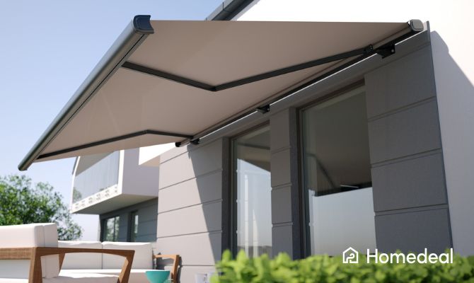 Tettoia con copertura mobile in tessuto retraibile, perfetta per terrazzi e spazi esterni moderni - Homedeal