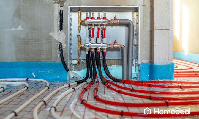 ubazioni del riscaldamento a pavimento durante l’installazione, sistema a bassa temperatura per una distribuzione uniforme del calore - Homedeal