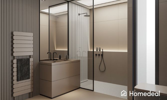 Termoarredo elettrico installato in ambiente moderno a parete, soluzione elegante e funzionale - Homedeal